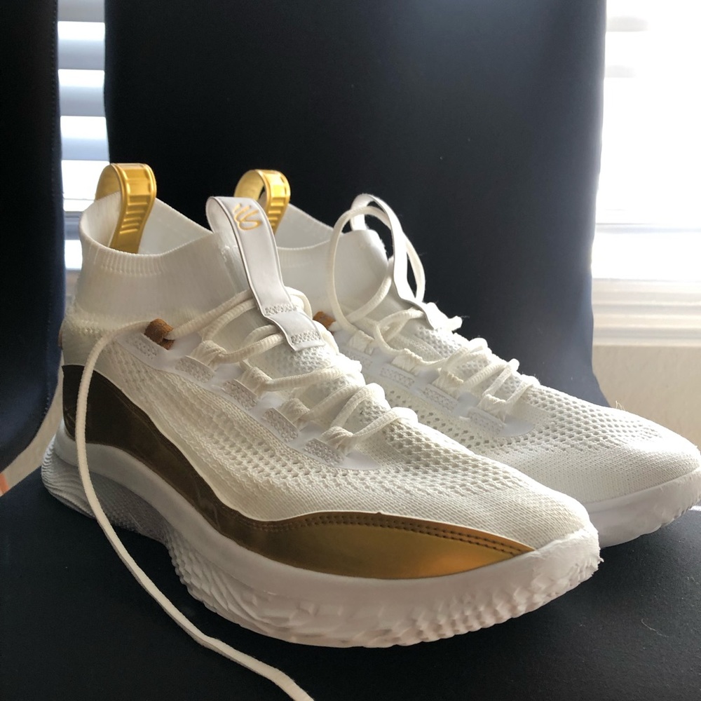 Under Armour Curry 8 (Steph Curry) Zen Flow White Gold Basketball Shoes
